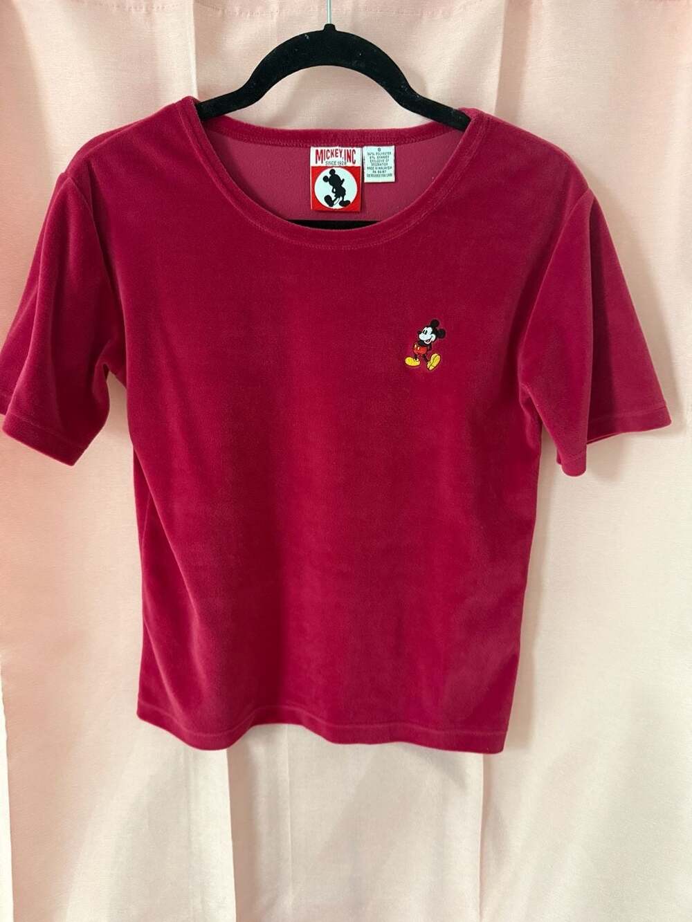 Vintage Mickey Inc. Disney Parks Velvet Embroidered Mickey Mouse T-Shirt